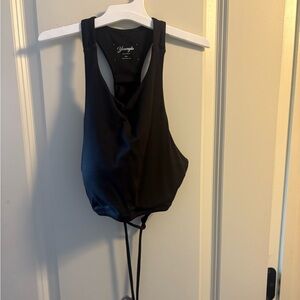 Young’s Black Racerback Crop Top with Drawstring